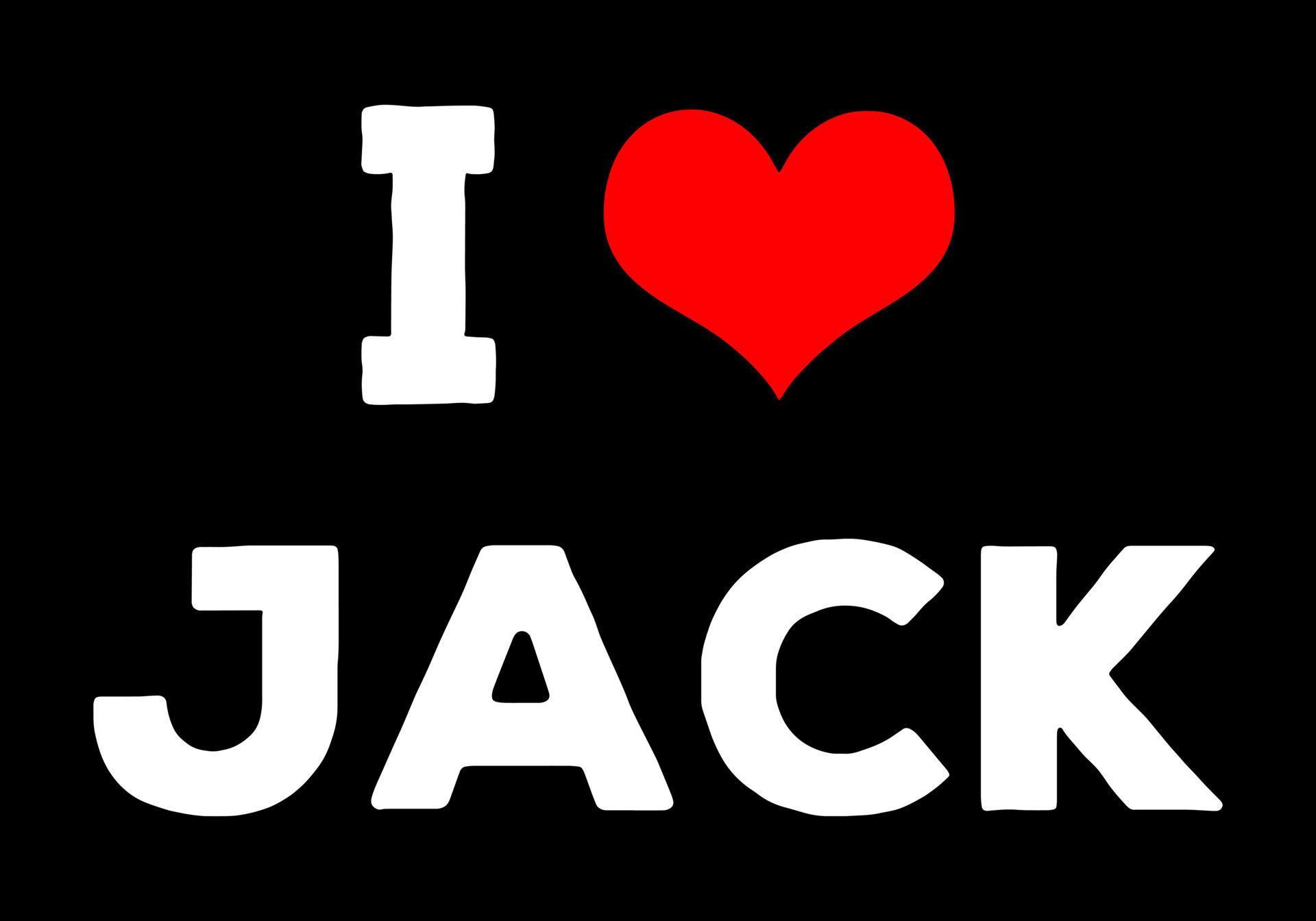 I love Jack. Jack name text word with love heart. 21294913 Vector Art