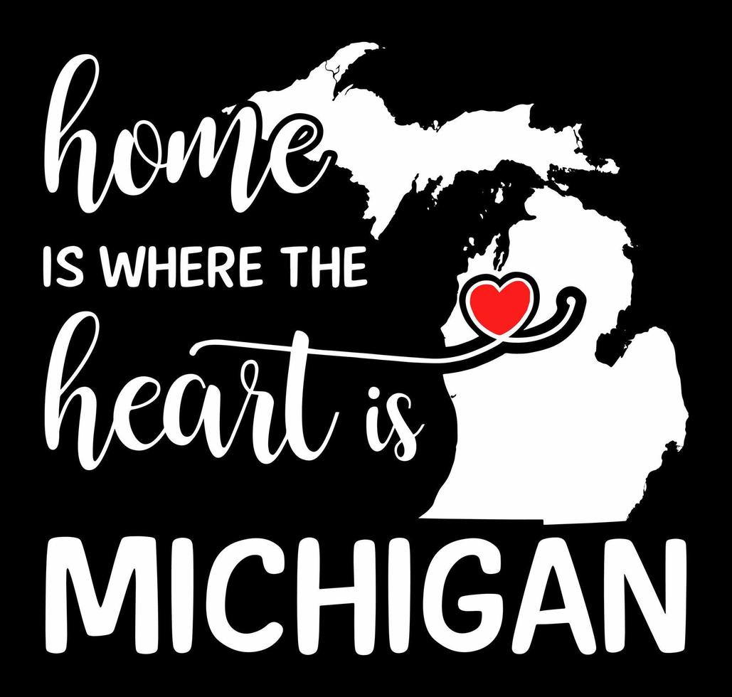 Home is where the heart is. US state Michigan. vector
