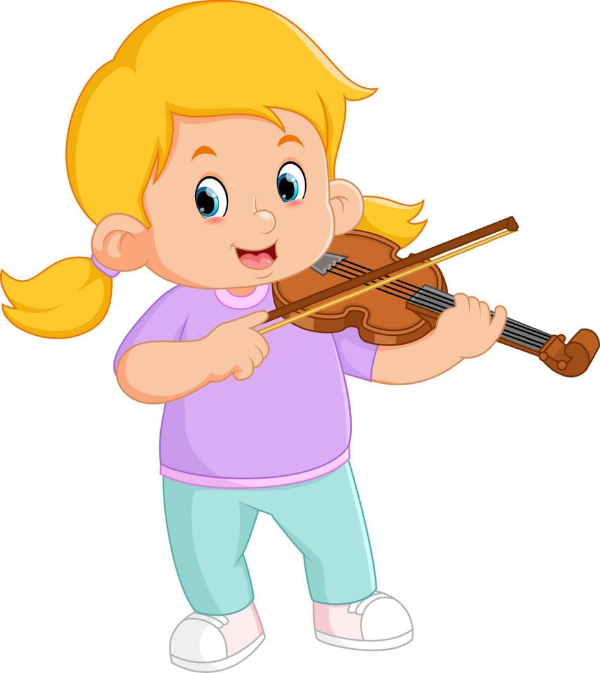 un linda niña jugando el violín vector
