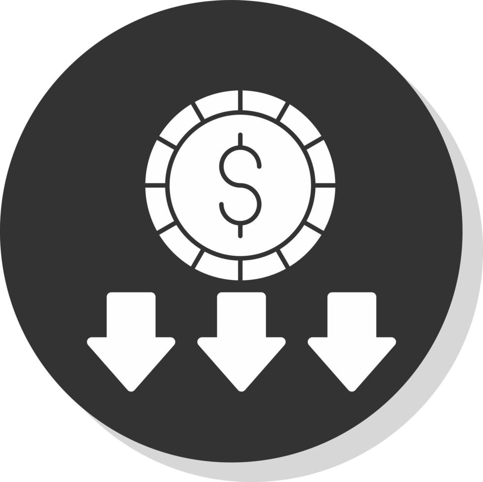 diseño de icono de vector de pérdida de dinero