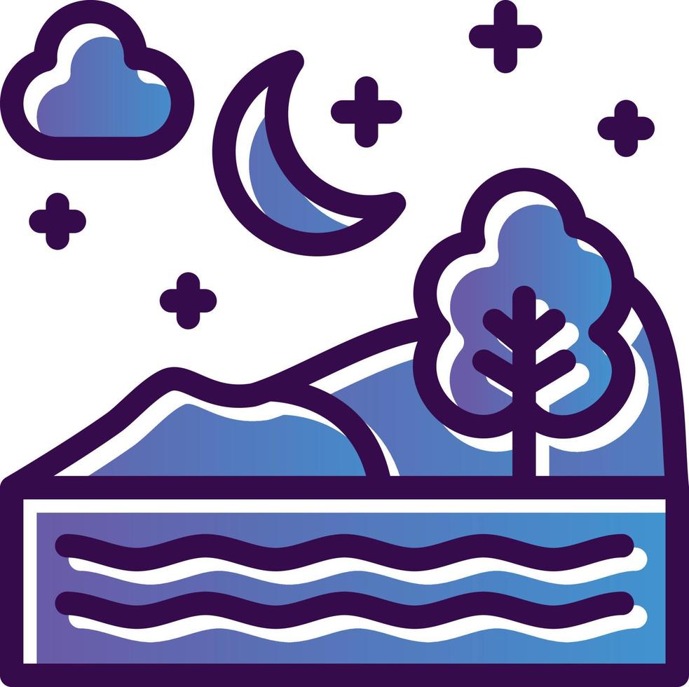Night Landscape Vector Icon Design