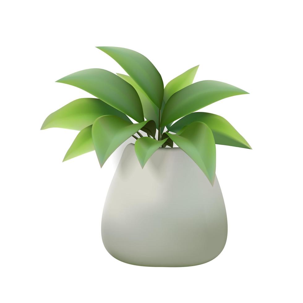 Design element of indoor plant pot isolated on white background, in 3D illustration vector
