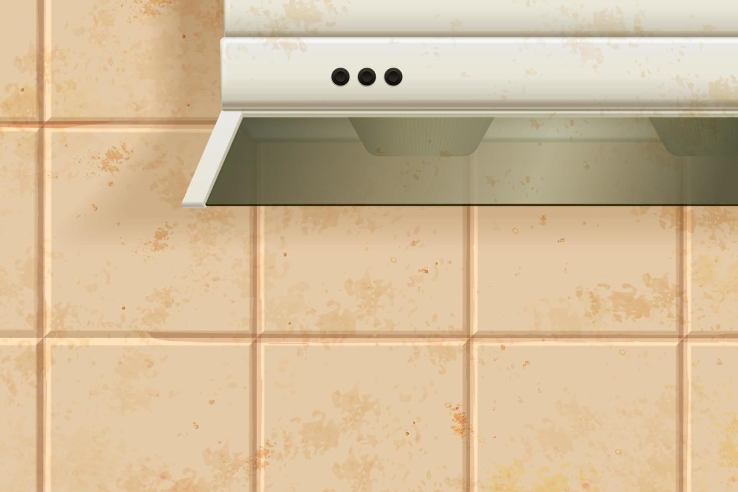 Dirty tiled wall and kitchen chimney in 3d illustration vector