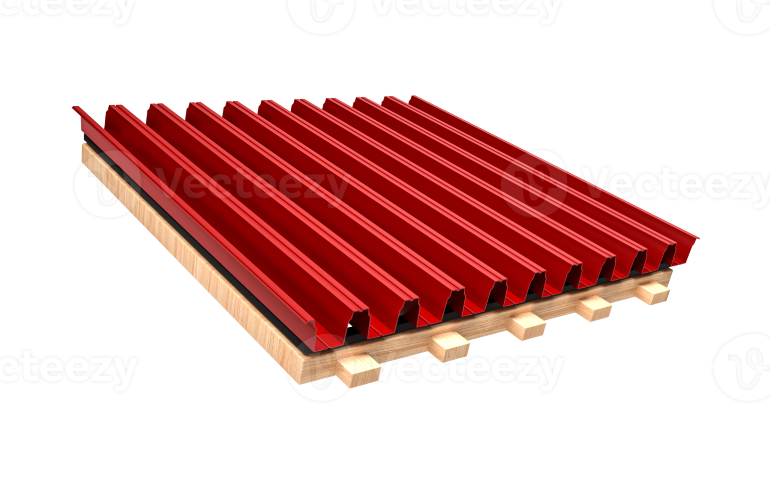 Wellpappe aus rotem Blech Holzkonstruktion Rahmen in der Luft 3D-Darstellung png