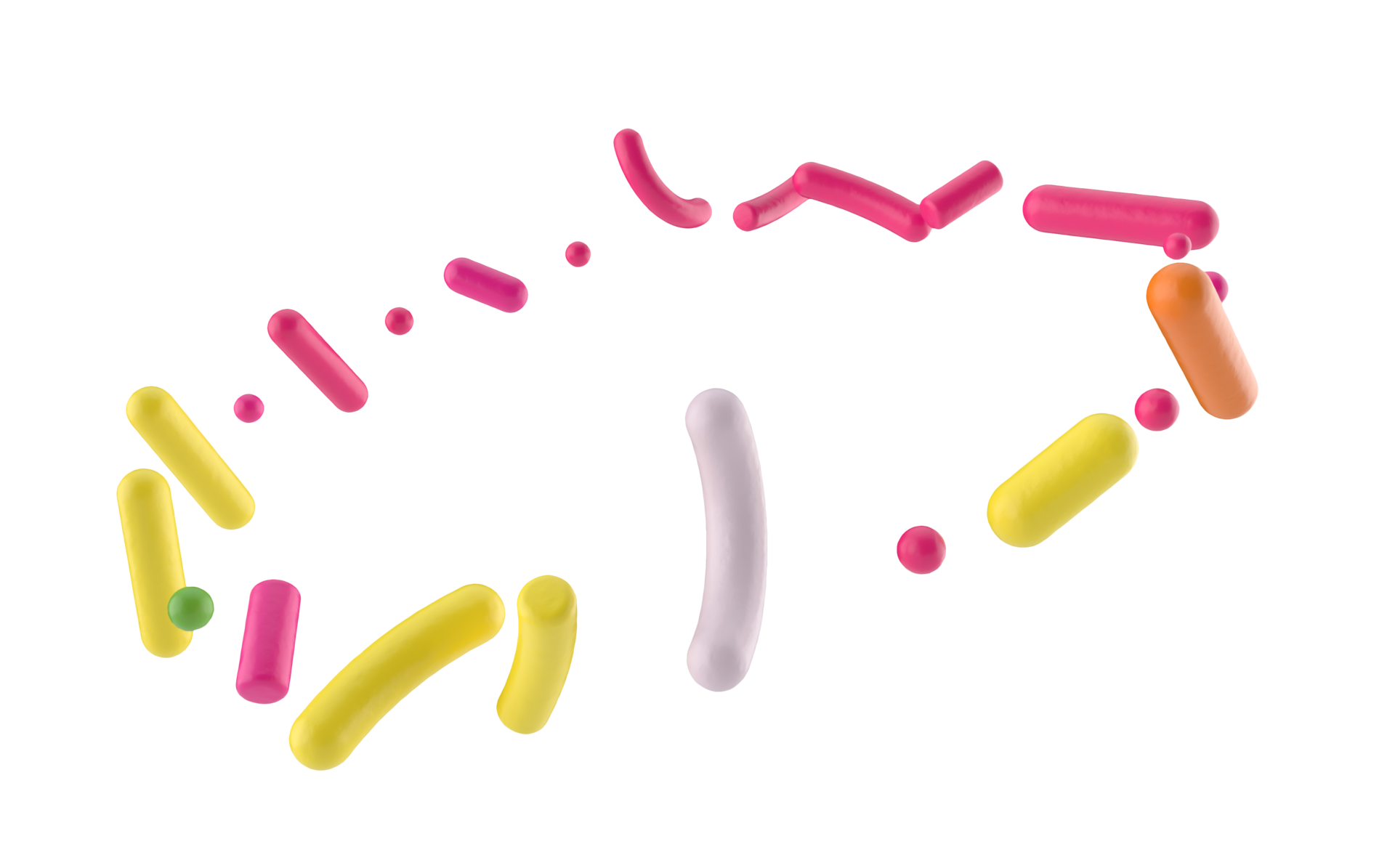 Colorful Sprinkles in the air isolated Sweet sprinkles flying 3d