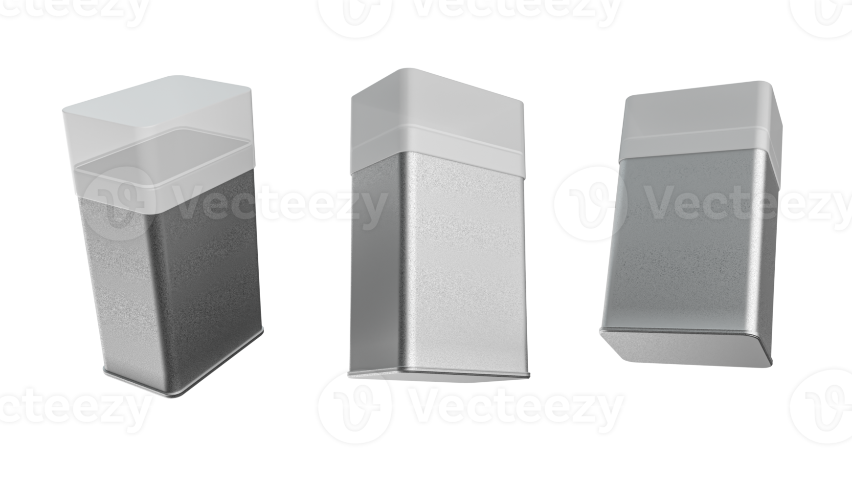 Realistic rough metal Jar rectangle shape container 3d illustration png