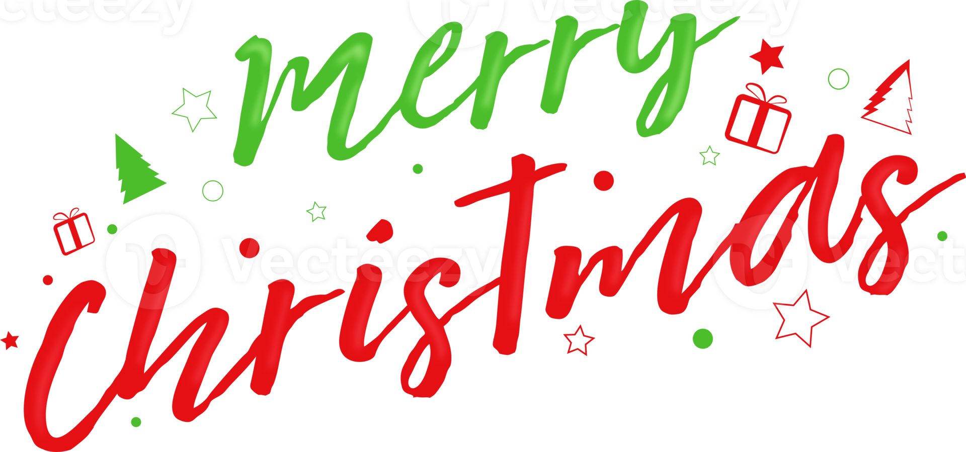 Merry Christmas text of festive, calligraphy and lettering, graphic and design png with message, symbol and sign for decoration, element and label.