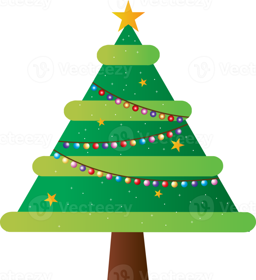 Cartoon Christmas tree png, symbol of celebration and happy new year, decoration and element of xmas. png