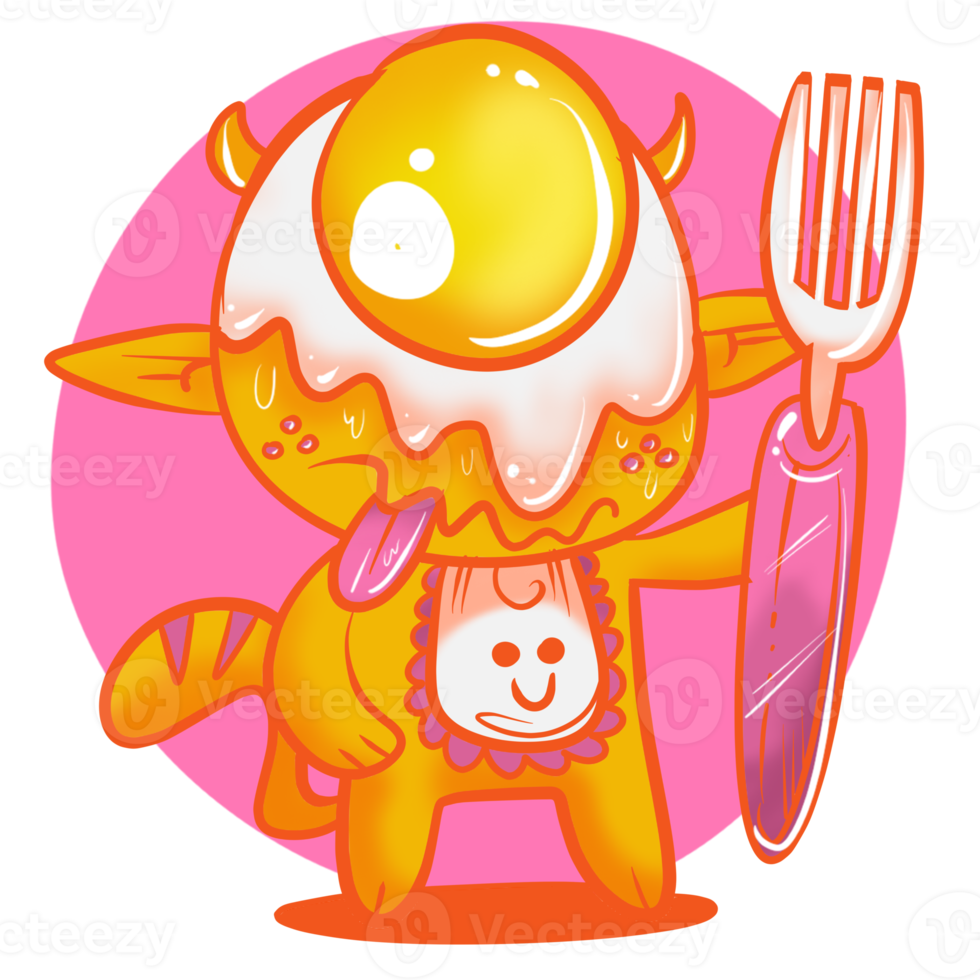 cute monster fried egg png