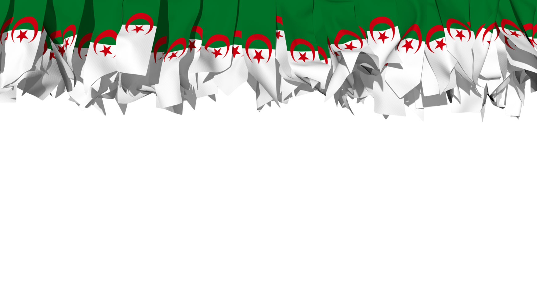 Algeria Flag Different Shapes of Cloth Stripe Hanging From Top, Independence Day, 3D Rendering png