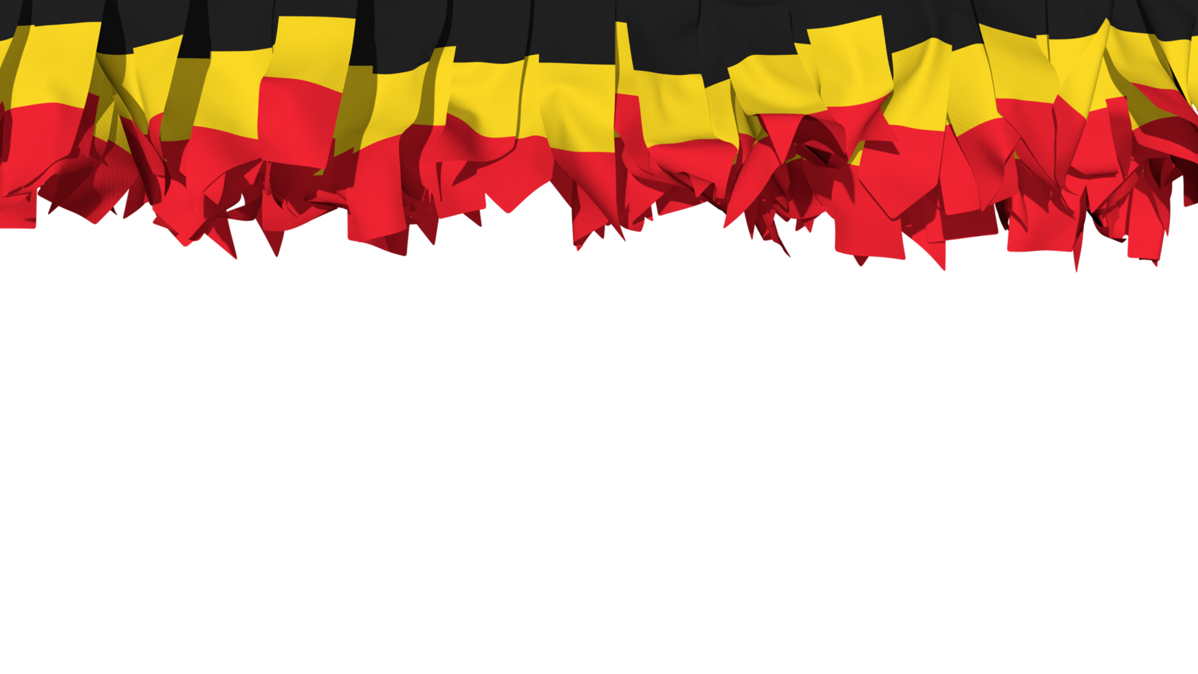 Belgien Flagge anders Formen von Stoff Streifen hängend von Spitze, Unabhängigkeit Tag, 3d Rendern png