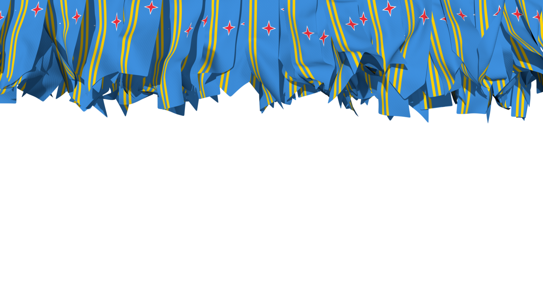 Aruba Flag Different Shapes of Cloth Stripe Hanging From Top, Independence Day, 3D Rendering png
