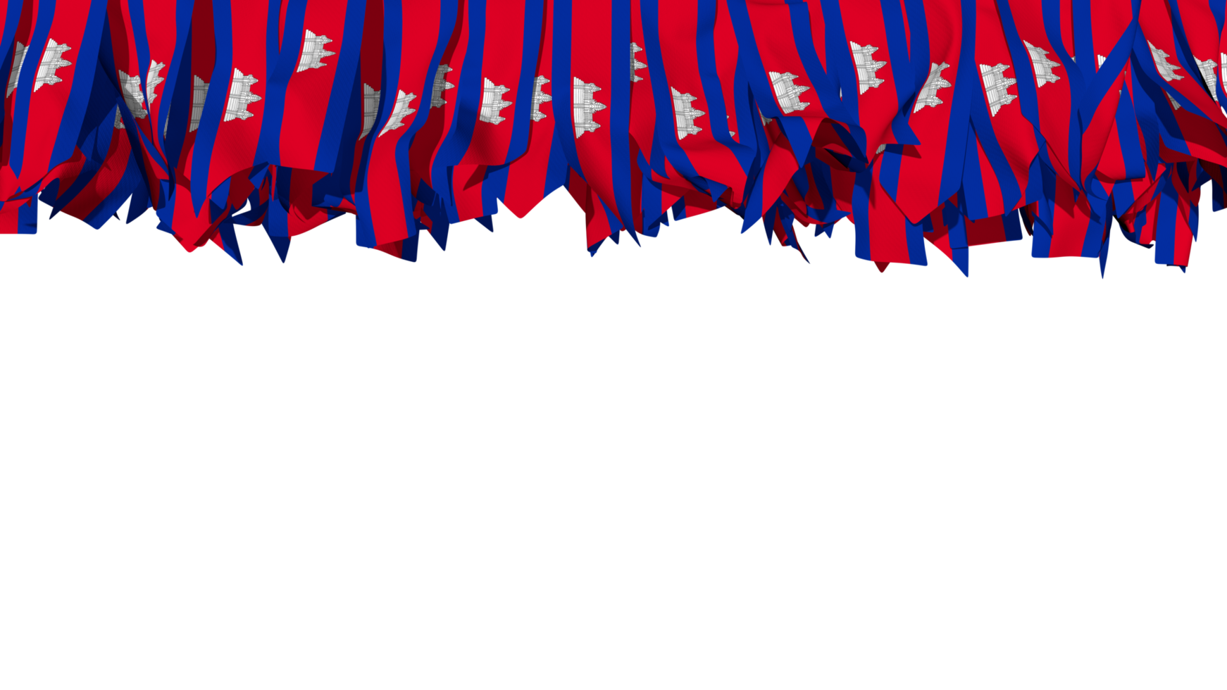 Cambodia Flag Different Shapes of Cloth Stripe Hanging From Top, Independence Day, 3D Rendering png