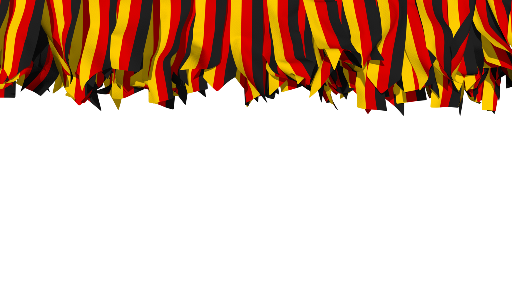 Deutschland Flagge anders Formen von Stoff Streifen hängend von Spitze, Unabhängigkeit Tag, 3d Rendern png