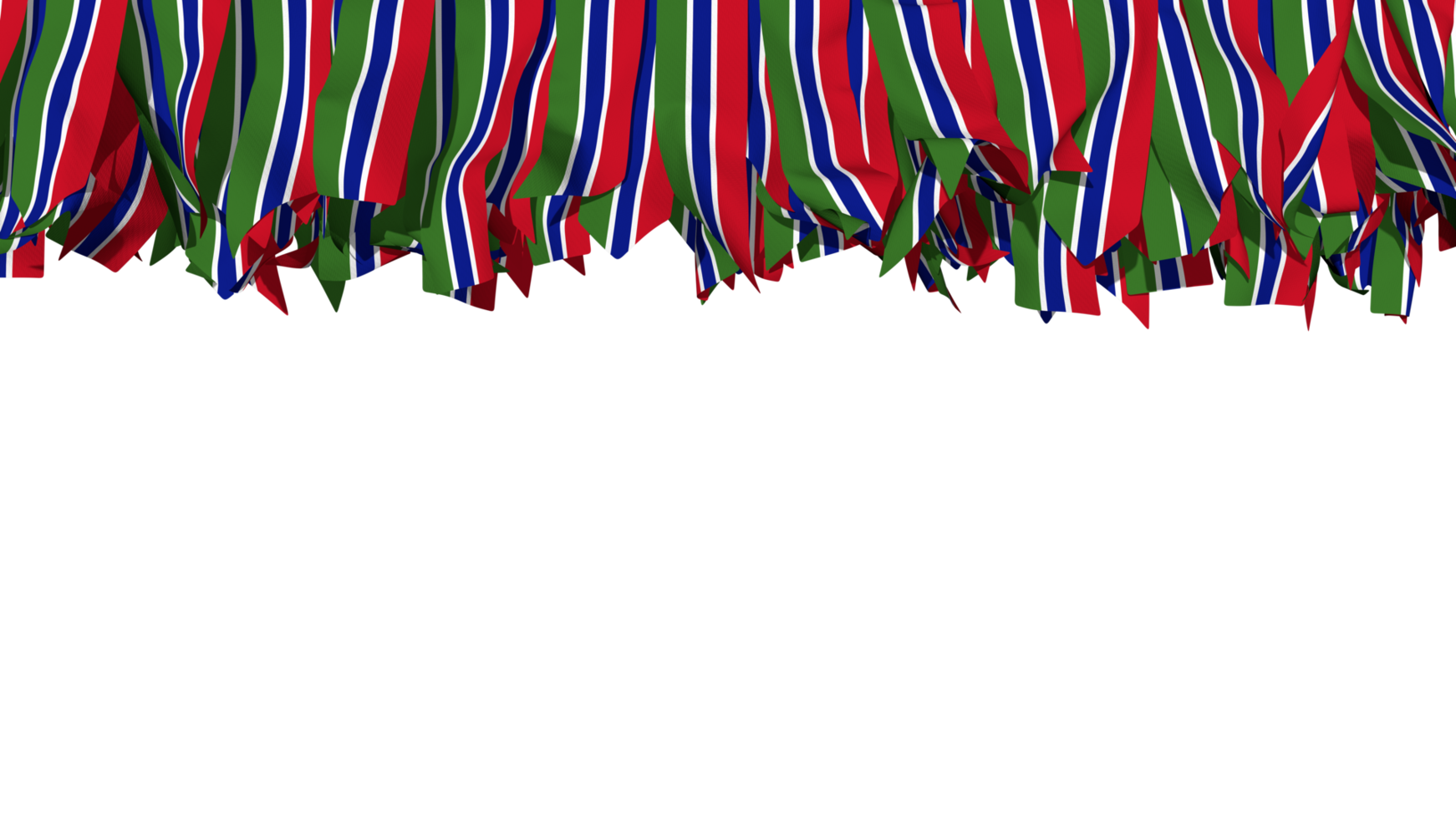 le Gambie drapeau différent formes de tissu Bande pendaison de haut, indépendance jour, 3d le rendu png