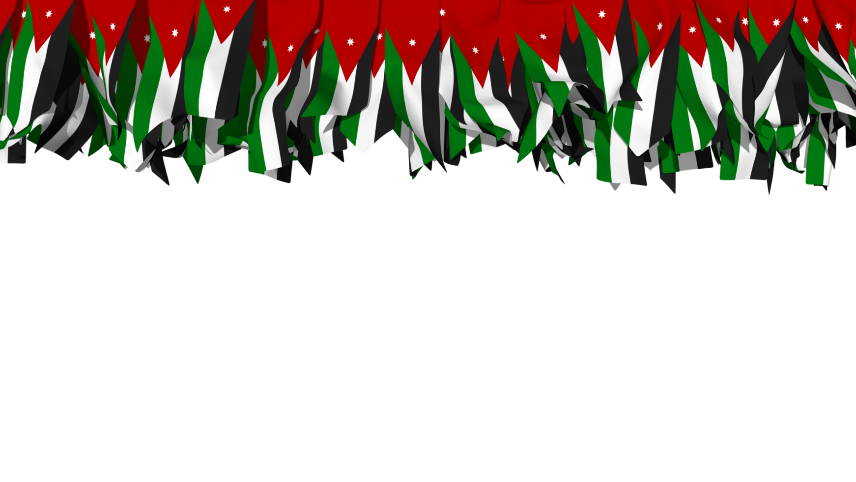 Jordan Flag Different Shapes of Cloth Strip Hanging From Top, Independence Day, 3D Rendering png