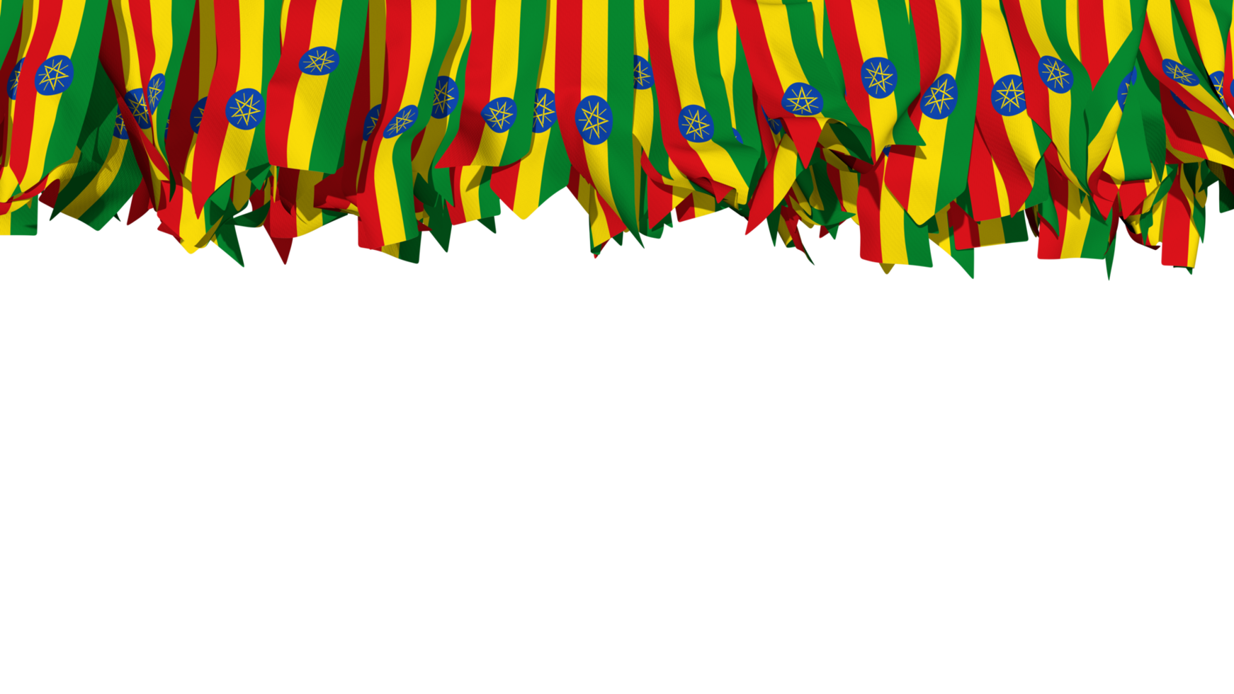 Ethiopia Flag Different Shapes of Cloth Stripe Hanging From Top, Independence Day, 3D Rendering png