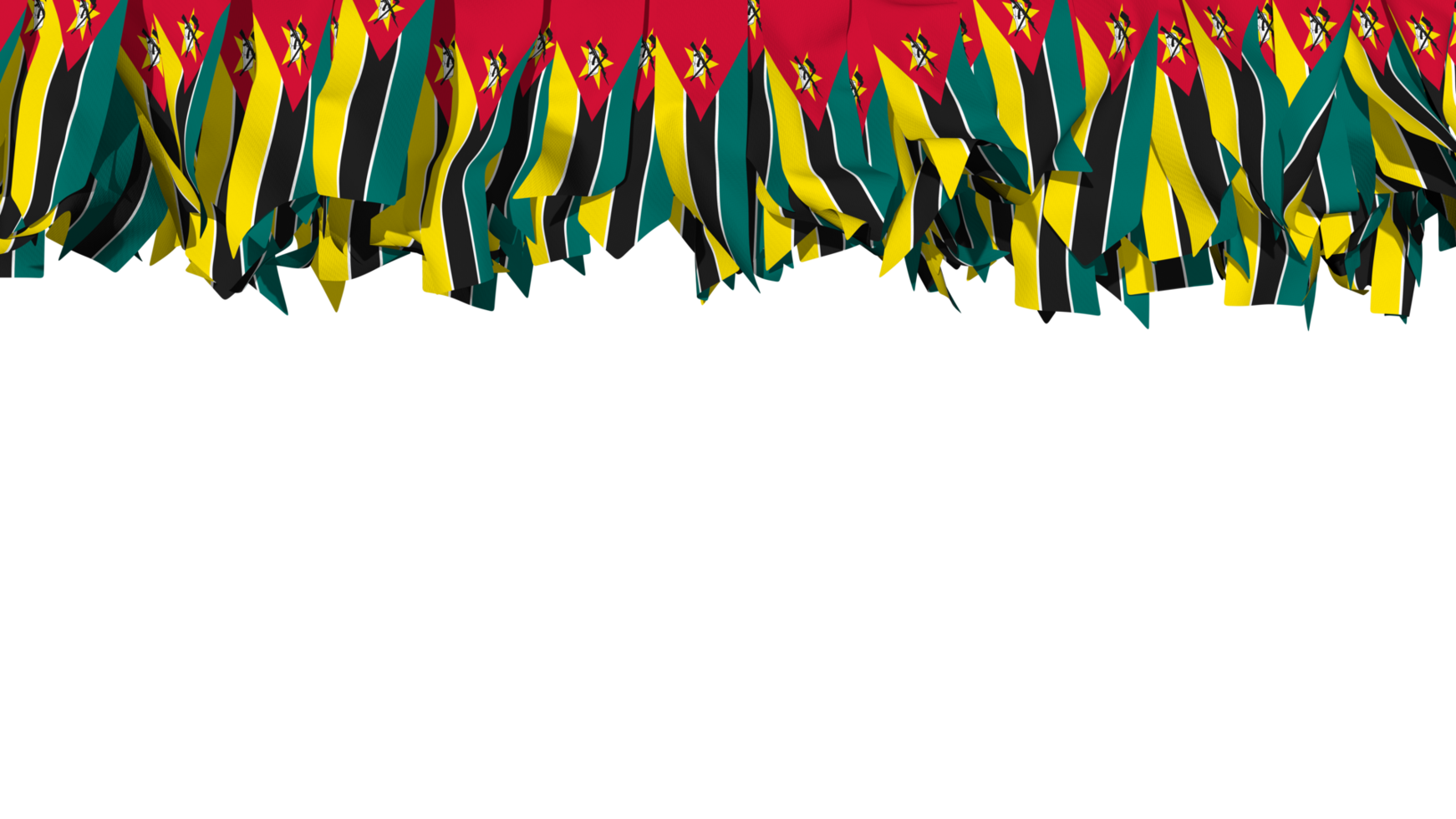 Mozambique Flag Different Shapes of Cloth Strip Hanging From Top, Independence Day, 3D Rendering png
