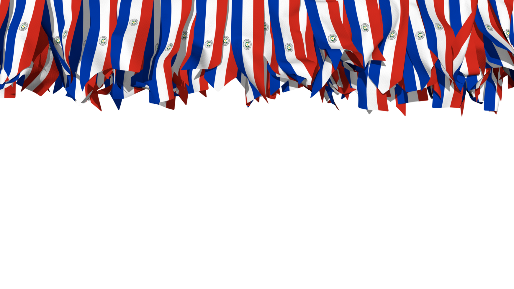 Paraguay Flag Different Shapes of Cloth Strip Hanging From Top, Independence Day, 3D Rendering png