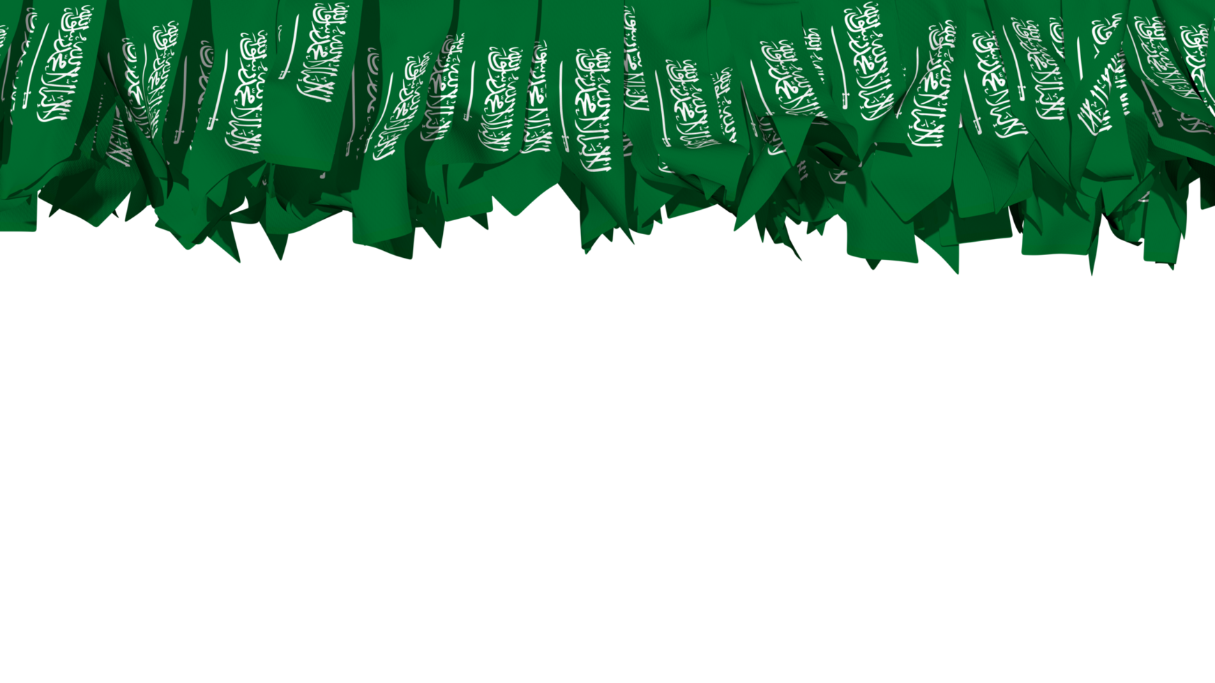Saudi Arabia Flag Different Shapes of Cloth Strip Hanging From Top, Independence Day, 3D Rendering png