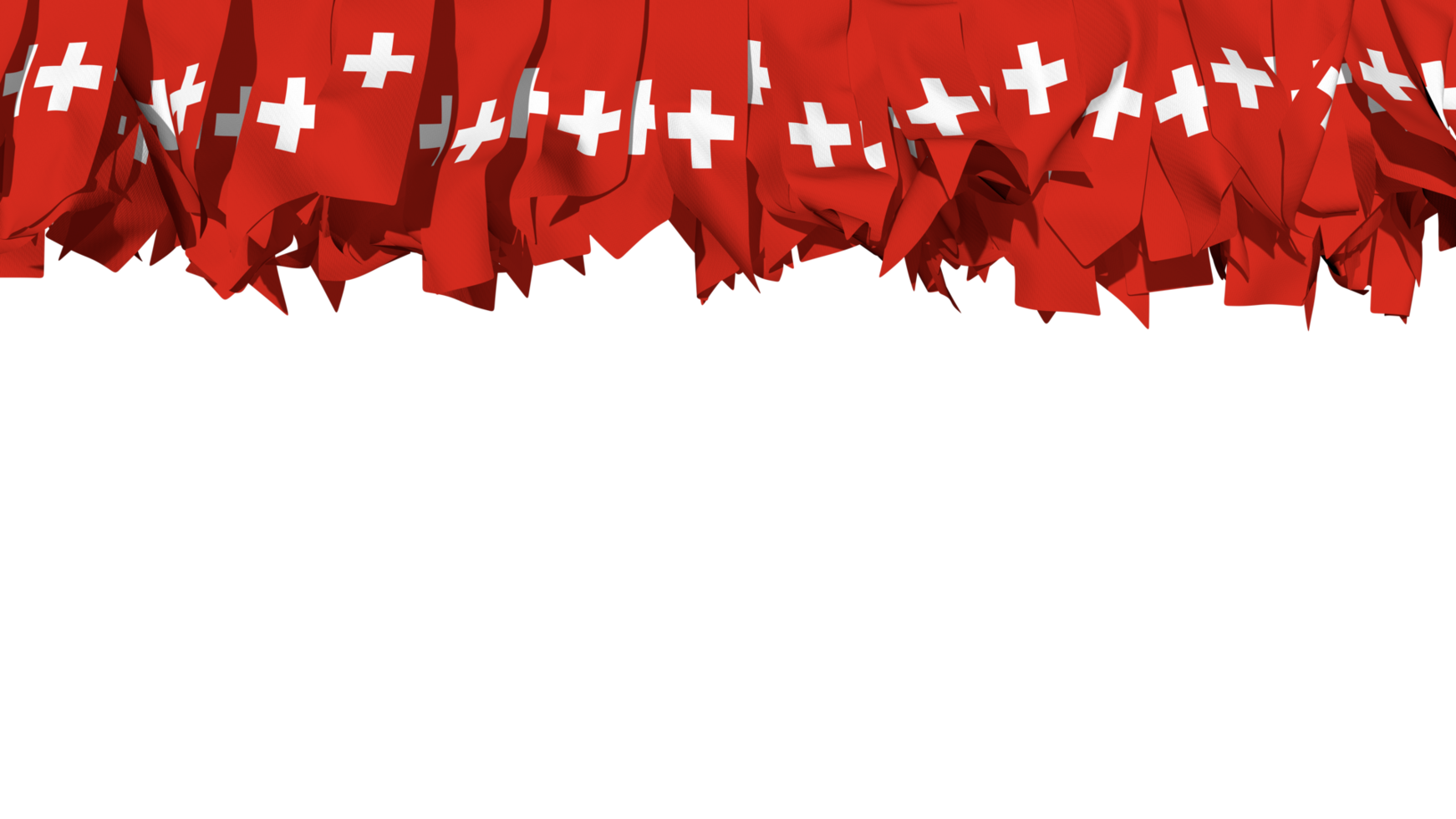 Zwitserland vlag verschillend vormen van kleding streep hangende van bovenkant, onafhankelijkheid dag, 3d renderen png