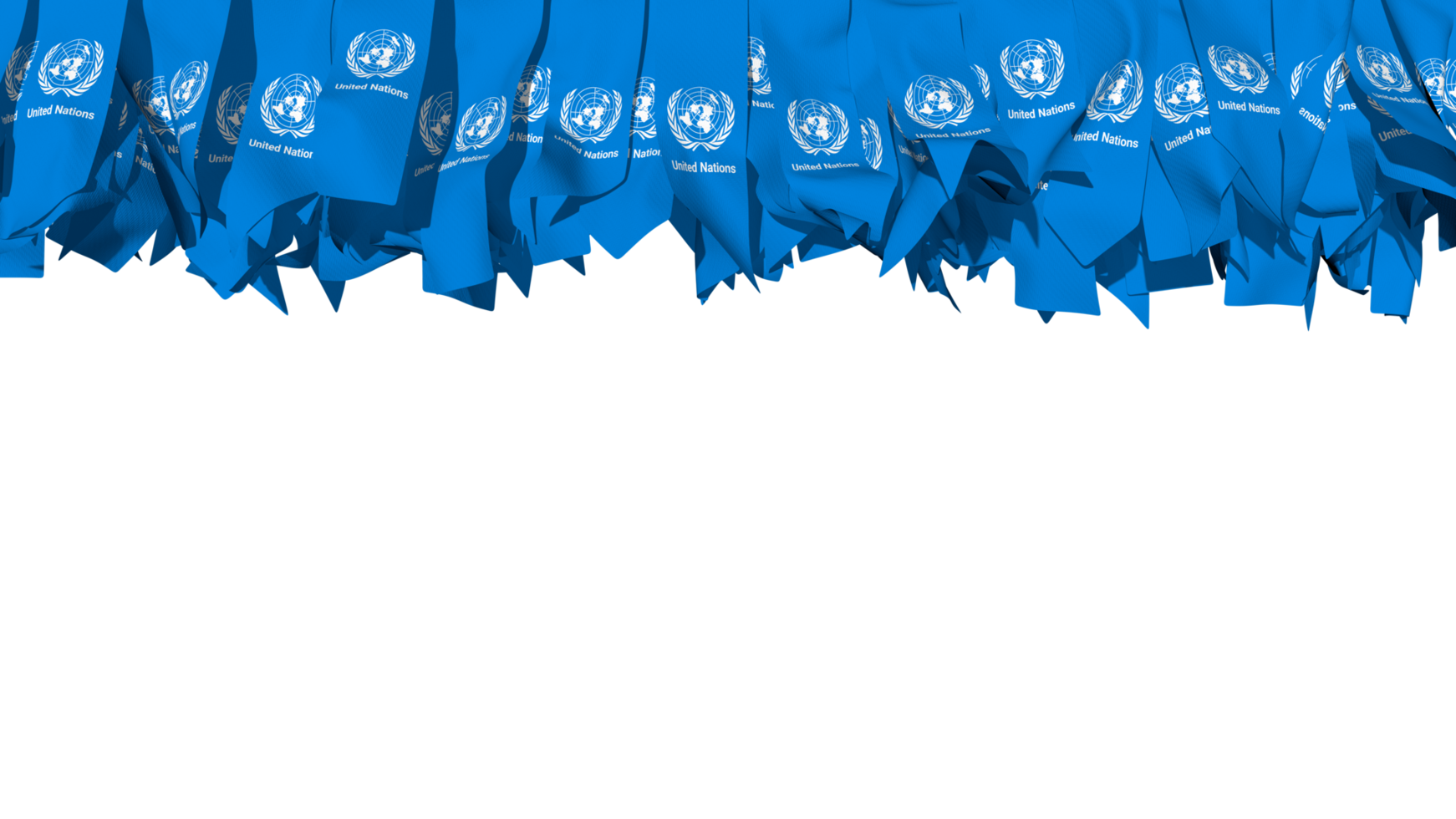 United Nations Flag Different Shapes of Cloth Stripe Hanging From Top, Independence Day, 3D Rendering png