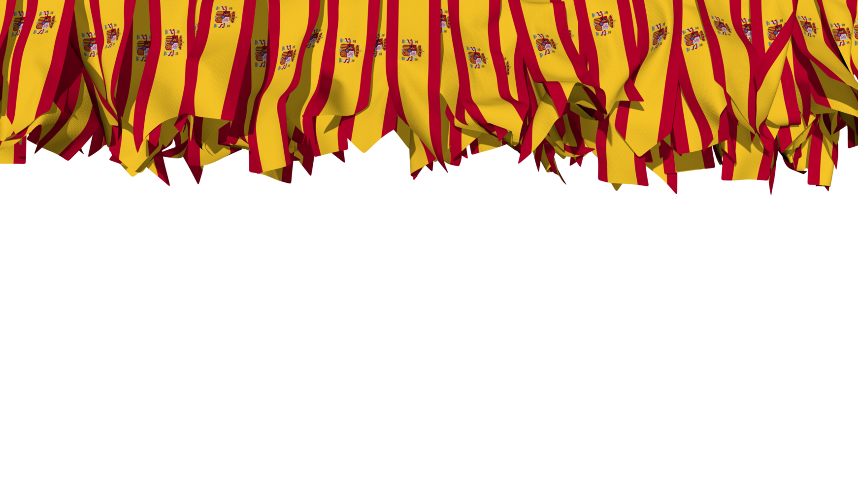 Spain Flag Different Shapes of Cloth Stripe Hanging From Top, Independence Day, 3D Rendering png
