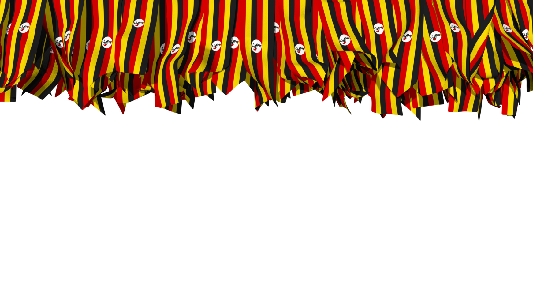 Uganda Flag Different Shapes of Cloth Stripe Hanging From Top, Independence Day, 3D Rendering png