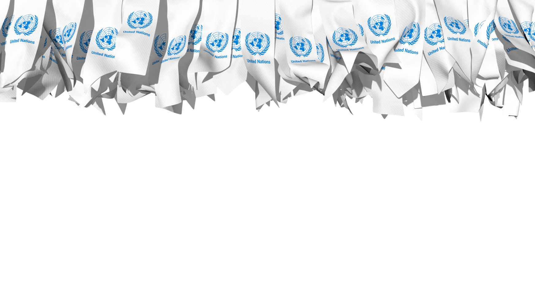 United Nations Flag Different Shapes of Cloth Stripe Hanging From Top, Independence Day, 3D Rendering png