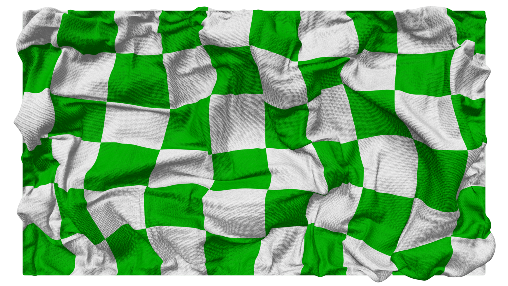 vert et blanc à carreaux drapeau vagues avec réaliste bosse texture, drapeau arrière-plan, 3d le rendu png