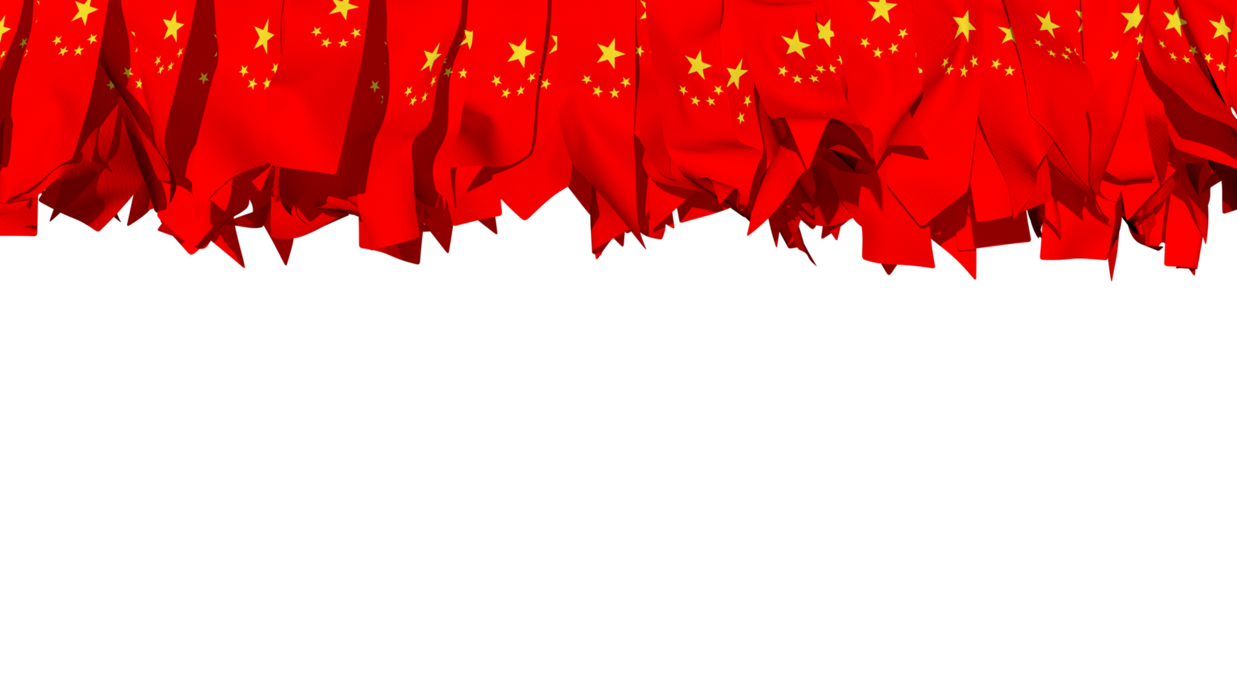 China bandera diferente formas de paño raya colgando desde arriba, independencia día, 3d representación png