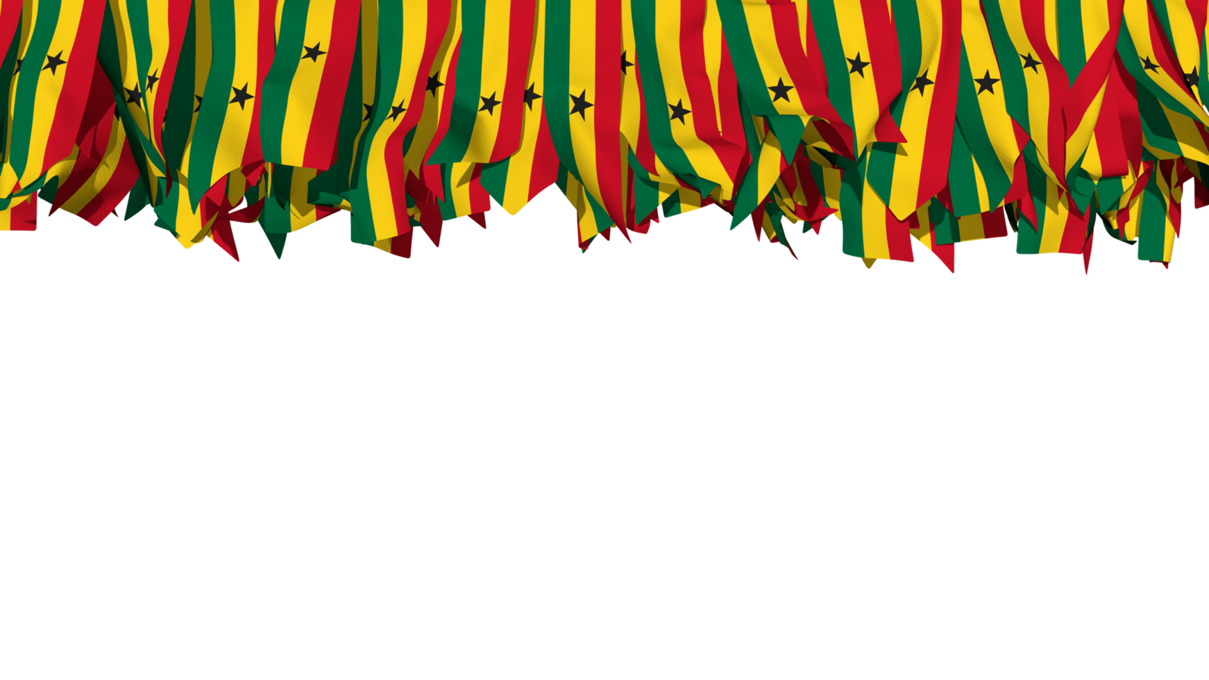 Ghana Flag Different Shapes of Cloth Stripe Hanging From Top, Independence Day, 3D Rendering png