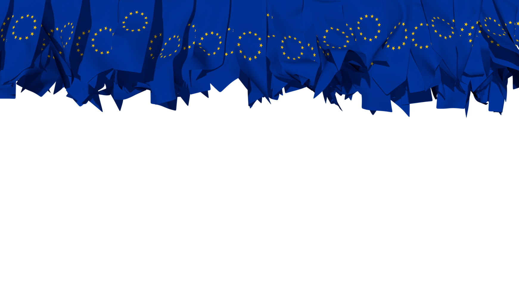 European Union Flag Different Shapes of Cloth Stripe Hanging From Top, Independence Day, 3D Rendering png