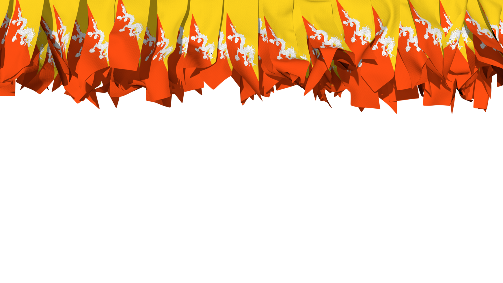 Bhutan Flag Different Shapes of Cloth Stripe Hanging From Top, Independence Day, 3D Rendering png