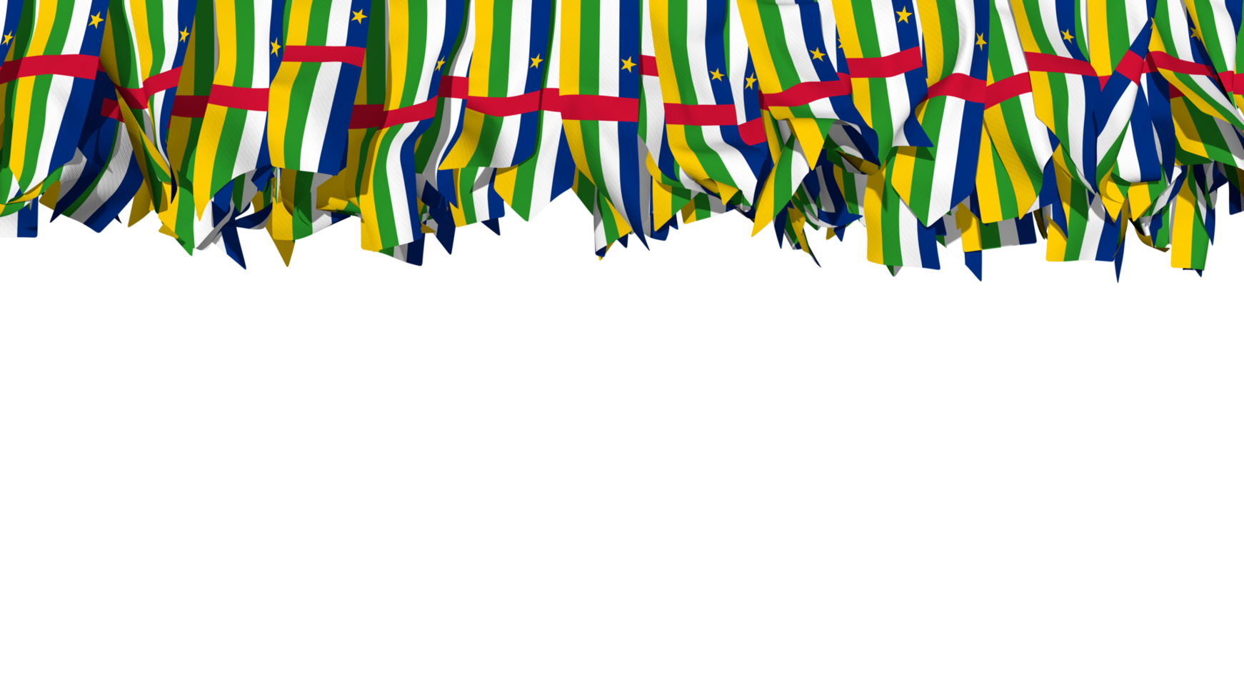 Central African Republic Flag Different Shapes of Cloth Stripe Hanging From Top, Independence Day, 3D Rendering png