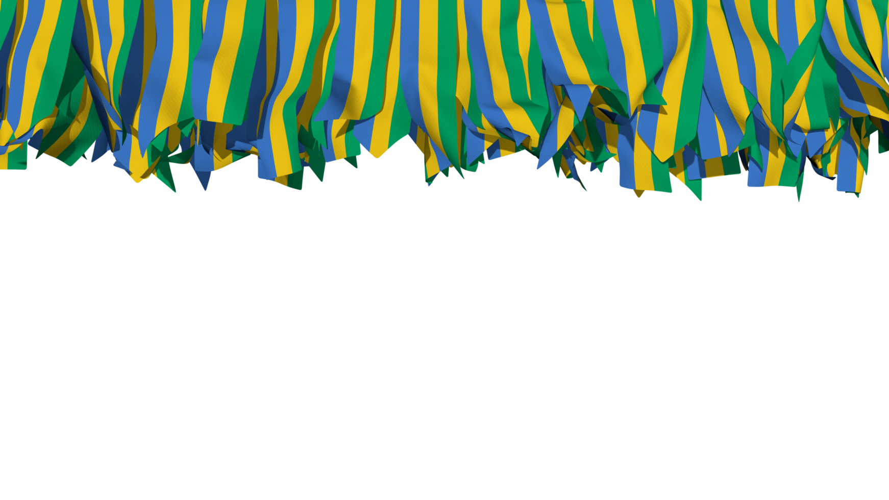 Gabon Flag Different Shapes of Cloth Stripe Hanging From Top, Independence Day, 3D Rendering png