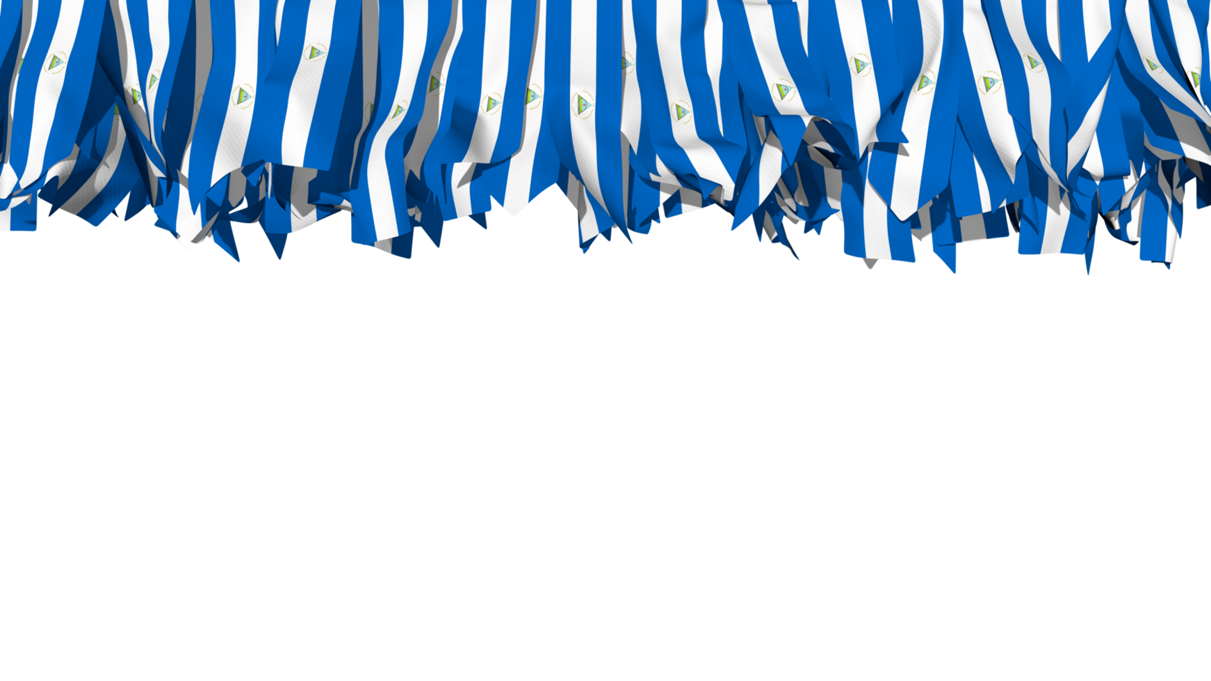 Nicaragua Flag Different Shapes of Cloth Strip Hanging From Top, Independence Day, 3D Rendering png