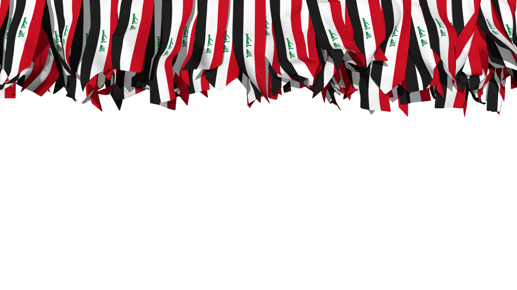 Iraq Flag Different Shapes of Cloth Strip Hanging From Top, Independence Day, 3D Rendering png