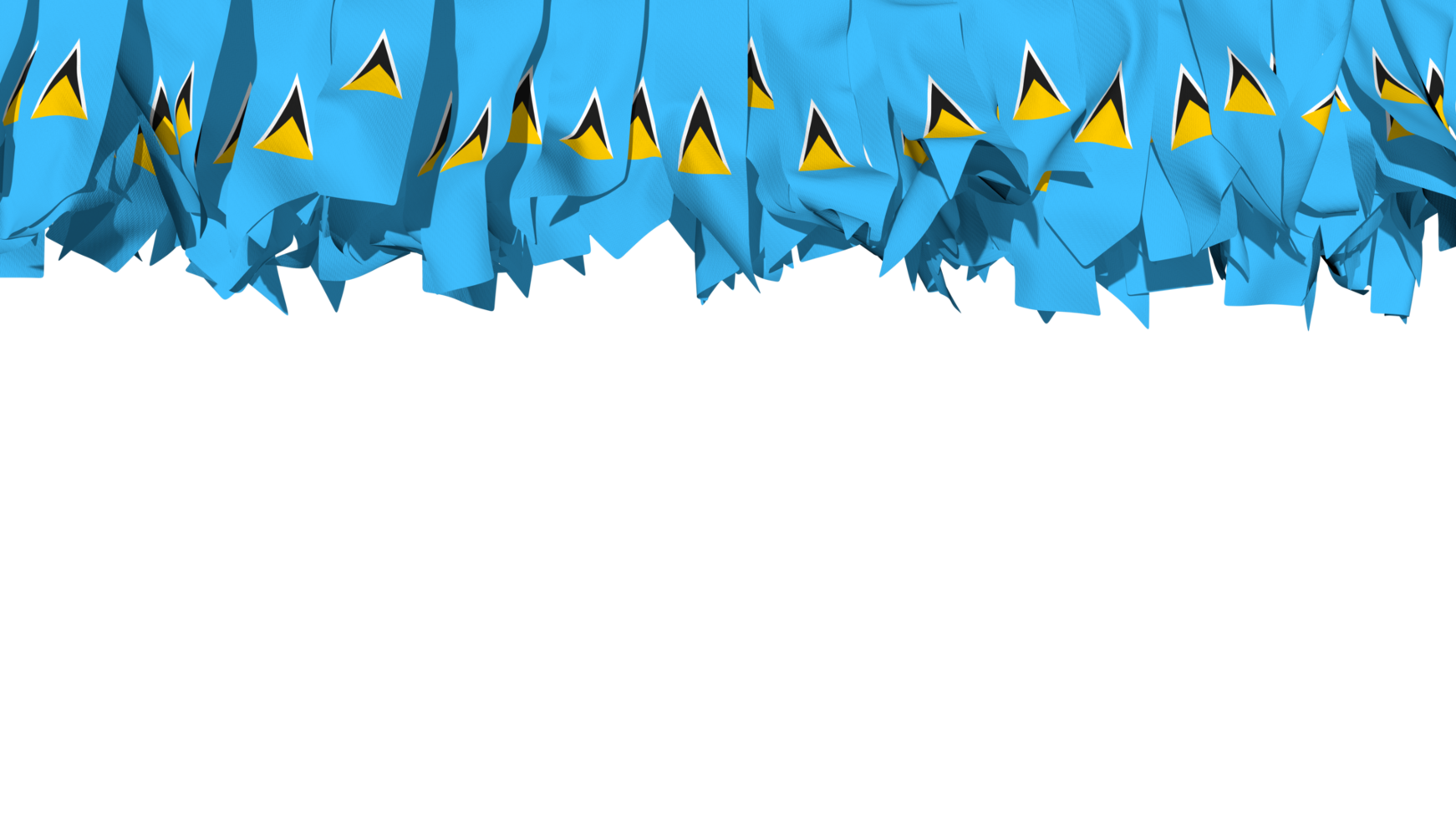 Saint Lucia Flag Different Shapes of Cloth Stripe Hanging From Top, Independence Day, 3D Rendering png