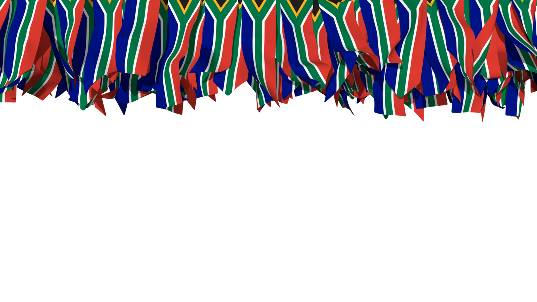 sur África bandera diferente formas de paño raya colgando desde arriba, independencia día, 3d representación png