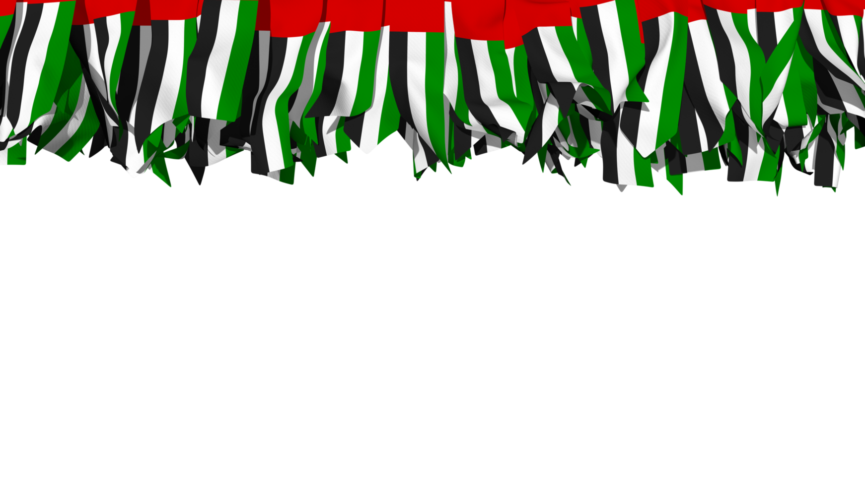 United Arab Emirates Flag Different Shapes of Cloth Stripe Hanging From Top, Independence Day, 3D Rendering png