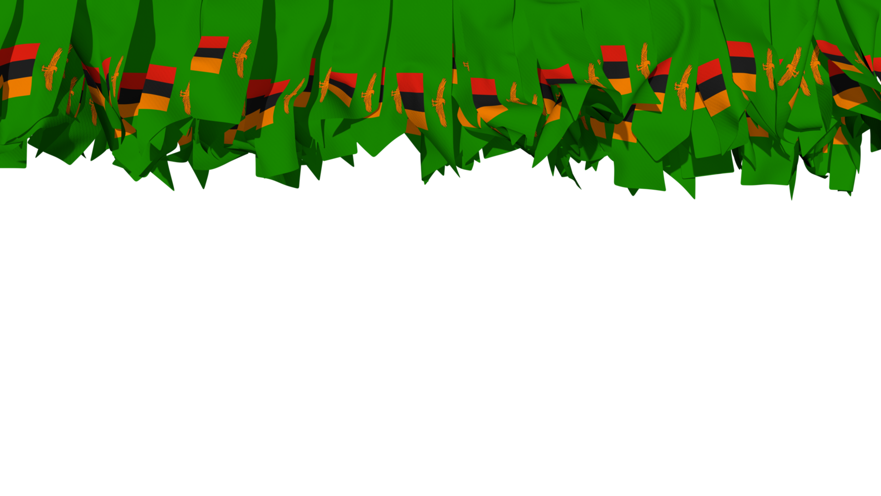 Zambia Flag Different Shapes of Cloth Stripe Hanging From Top, Independence Day, 3D Rendering png