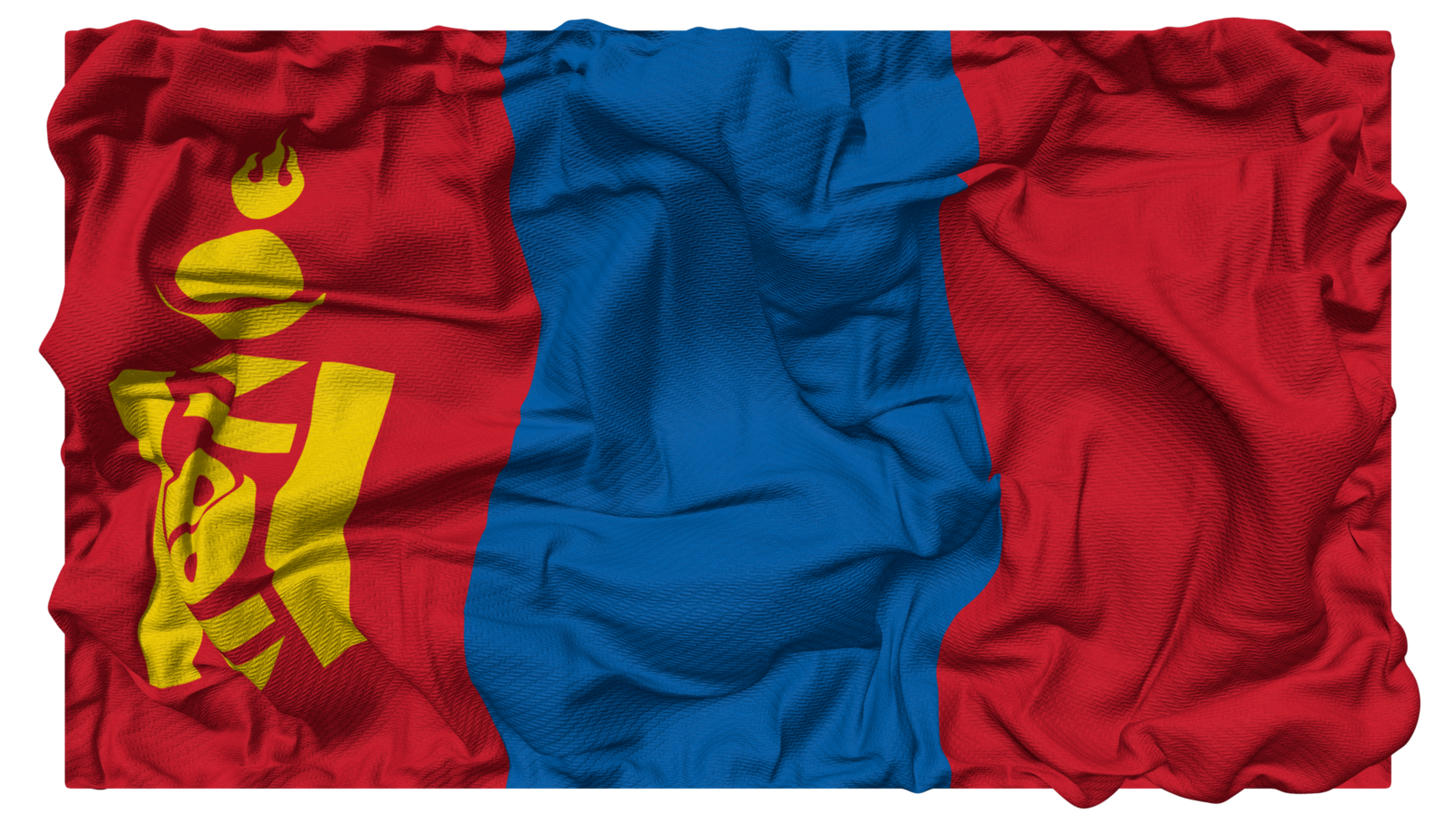 mongoliet flagga vågor med realistisk stöta textur, flagga bakgrund, 3d tolkning png