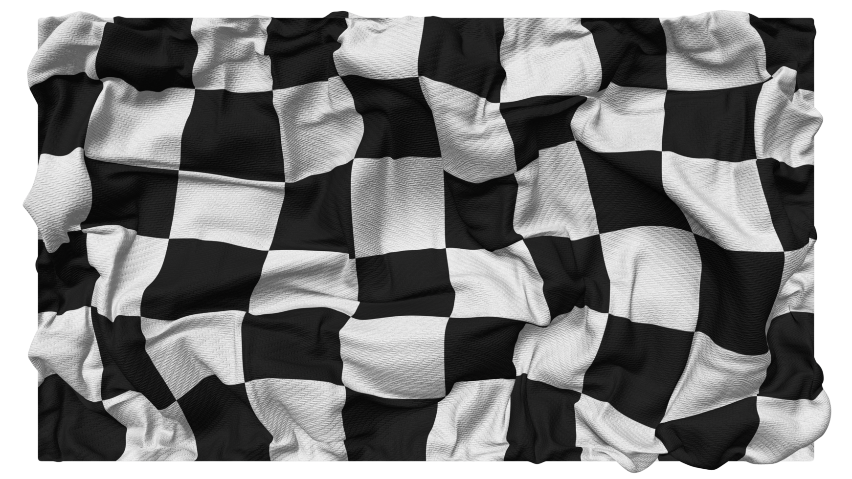 negro y blanco a cuadros bandera olas con realista bache textura, bandera fondo, 3d representación png