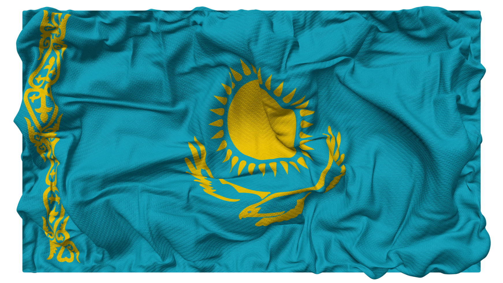 Kazakhstan Flag Waves with Realistic Bump Texture, Flag Background, 3D Rendering png
