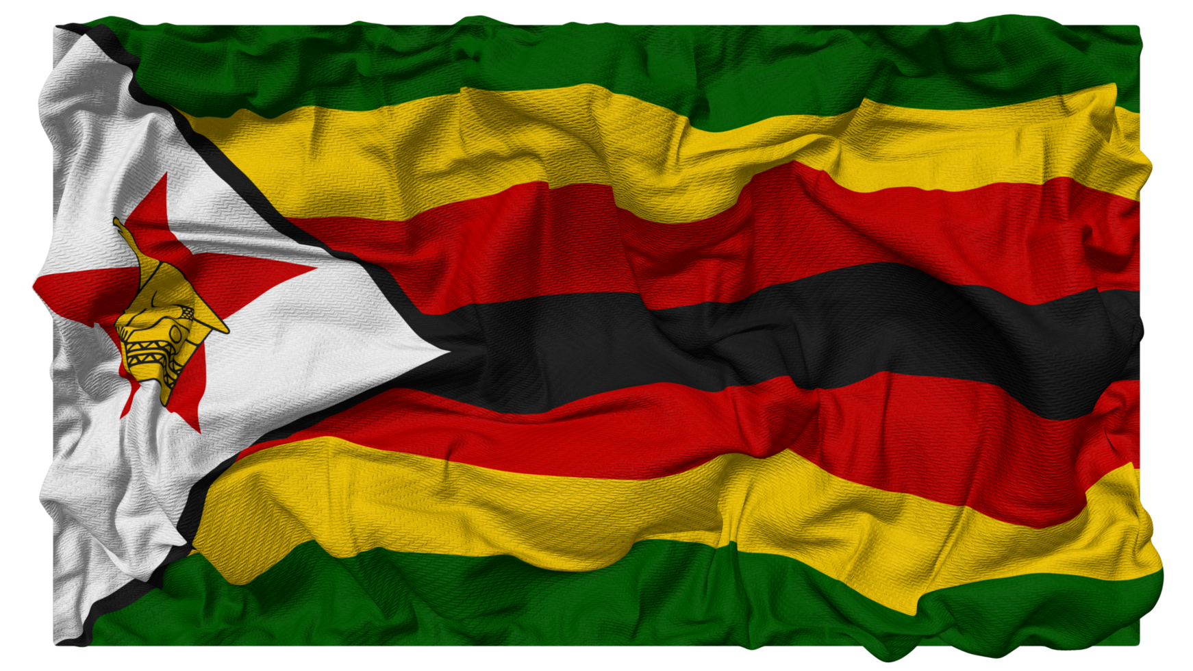 Zimbábue bandeira ondas com realista colisão textura, bandeira fundo, 3d Renderização png