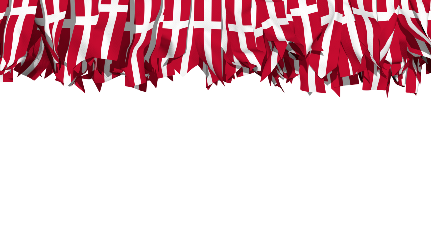 Danimarca bandiera diverso forme di stoffa banda sospeso a partire dal superiore, indipendenza giorno, 3d interpretazione png
