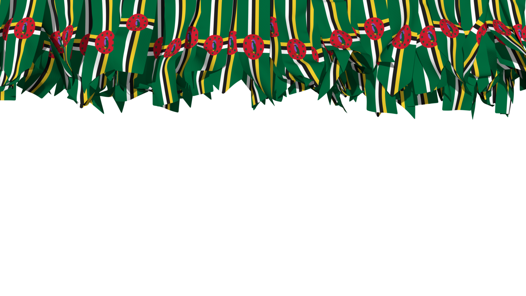 Dominica Flag Different Shapes of Cloth Stripe Hanging From Top, Independence Day, 3D Rendering png