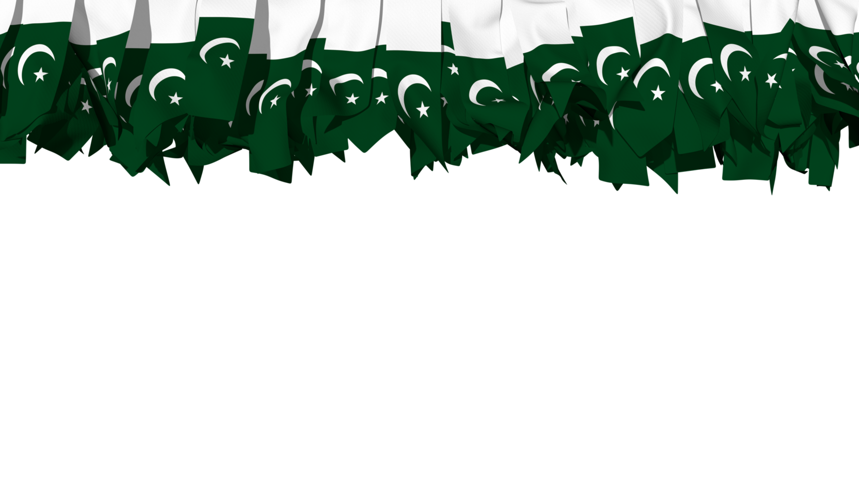 Pakistan Flag Different Shapes of Cloth Stripe Hanging From Top, Independence Day, 3D Rendering png