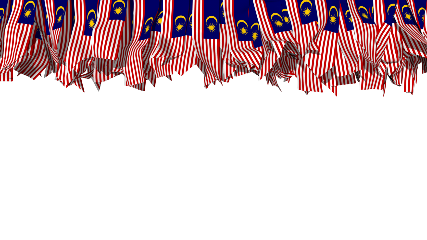 Malaysia Flag Different Shapes of Cloth Stripe Hanging From Top, Independence Day, 3D Rendering png